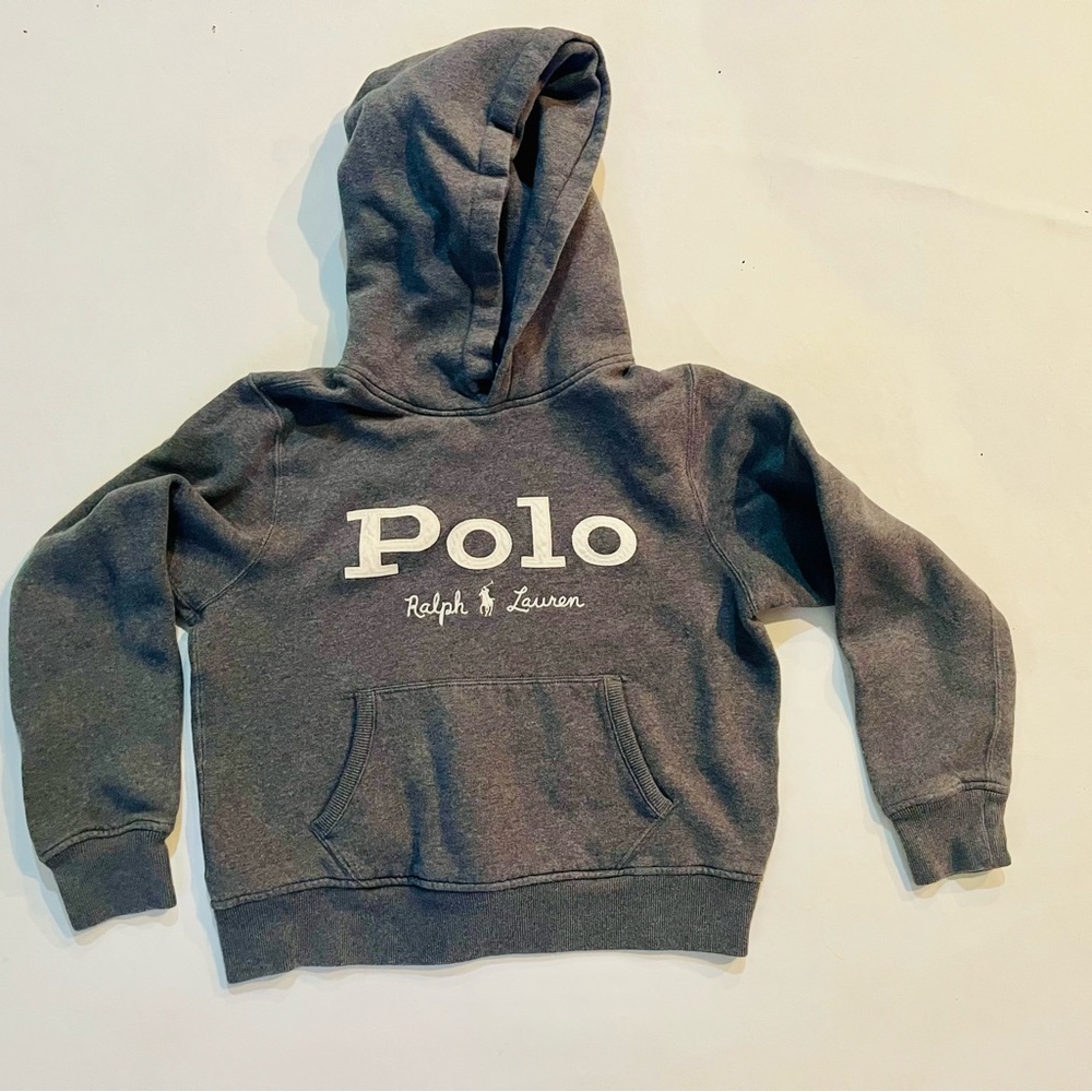 POLO RALPH LAUREN Logo Fleece Hooded Sweatshirt embroidered youth medium
